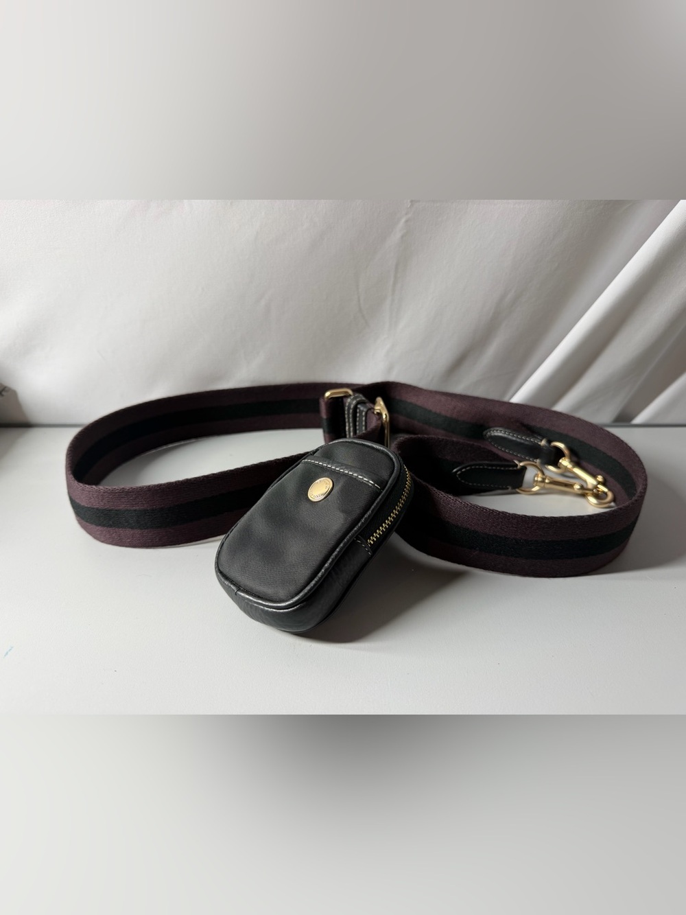 Coach Black Mini Crossbody Pouch with Gold Hardware read description
